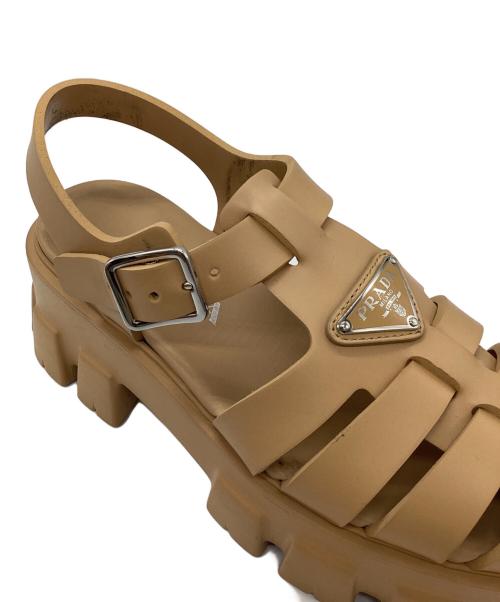 PRADA（プラダ）PRADA (プラダ) モノリス ラバー サンダル ブラウン サイズ:37の古着・服飾アイテム