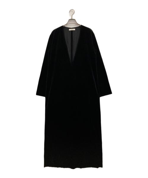 la peau de gem（ラポドゥジェム）la peau de gem (ラポドゥジェム) velor v neck onepiece ブラック サイズ:FREEの古着・服飾アイテム