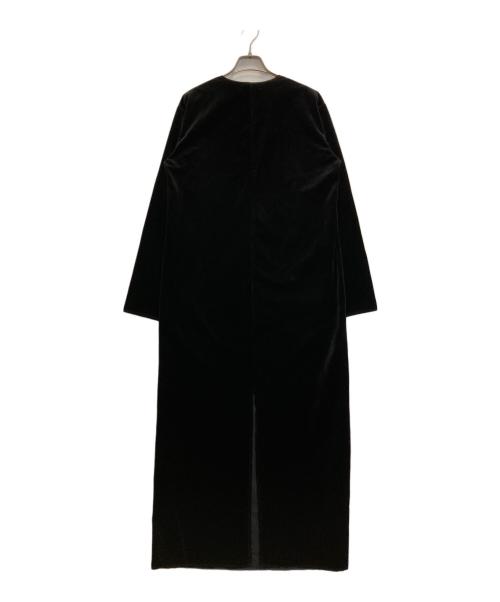 la peau de gem（ラポドゥジェム）la peau de gem (ラポドゥジェム) velor v neck onepiece ブラック サイズ:FREEの古着・服飾アイテム