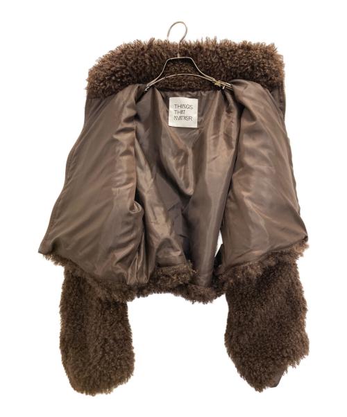 THINGS THAT MATTER（シングスザットマター）THINGS THAT MATTER (シングスザットマター) CRIMPED FUR CROPPED BLOUSON ブラウン サイズ:FREEの古着・服飾アイテム