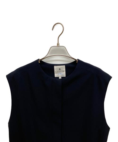 LANVIN en Bleu（ランバンオンブルー）LANVIN en Bleu (ランバンオンブルー) ラウンドカラーベルテッドジレ ネイビー サイズ:38の古着・服飾アイテム
