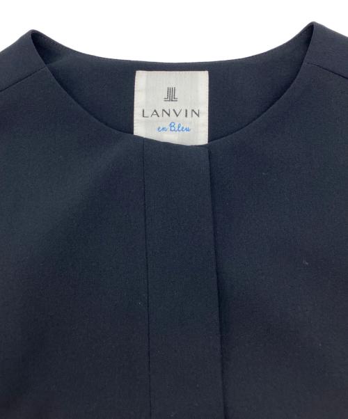 LANVIN en Bleu（ランバンオンブルー）LANVIN en Bleu (ランバンオンブルー) ラウンドカラーベルテッドジレ ネイビー サイズ:38の古着・服飾アイテム