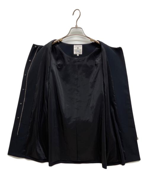 LANVIN en Bleu（ランバンオンブルー）LANVIN en Bleu (ランバンオンブルー) ラウンドカラーベルテッドジレ ネイビー サイズ:38の古着・服飾アイテム