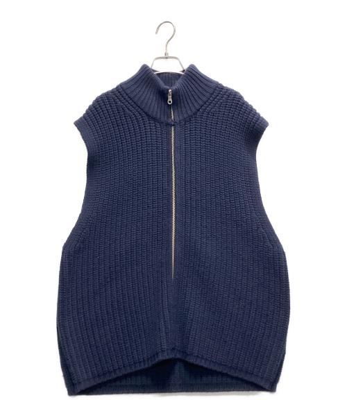 walenode（ウェルノード）walenode (ウェルノード) Basolan cashmere wool Futoune zip up vest ネイビー サイズ:1の古着・服飾アイテム
