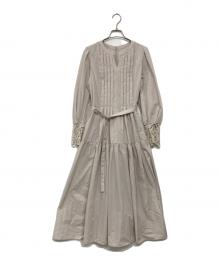 JUSGLITTY（ジャスグリッティー）の古着「刺繍カフスシャツワンピース」｜グレージュ