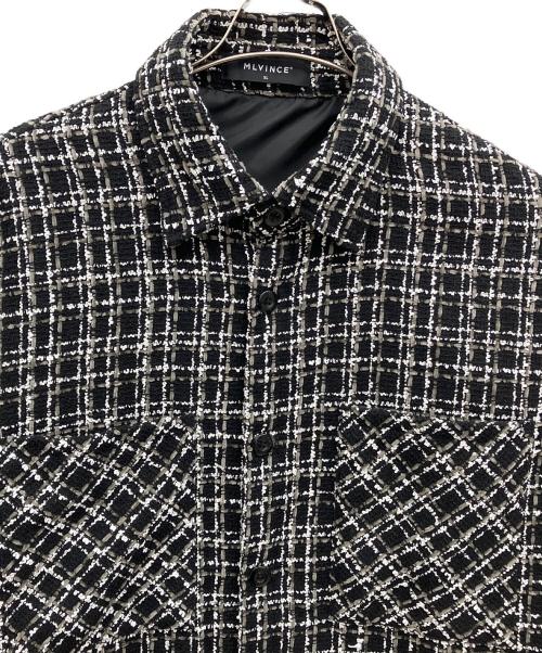 MLVINCE（メルヴィンス）MLVINCE (メルヴィンス) ツイードシャツジャケット ブラック サイズ:XLの古着・服飾アイテム