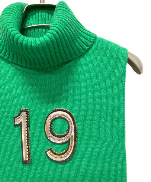 CHANEL（シャネル）CHANEL (シャネル) P71 20AW 19ラインストーン カシミヤ タートルネック ニットベスト グリーン サイズ:Sの古着・服飾アイテム