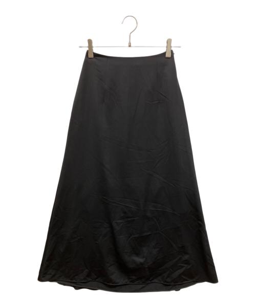 allureville（アルアバイル）allureville (アルアバイル) ソフトサテンバックフリルナロースカート ブラック サイズ:1の古着・服飾アイテム