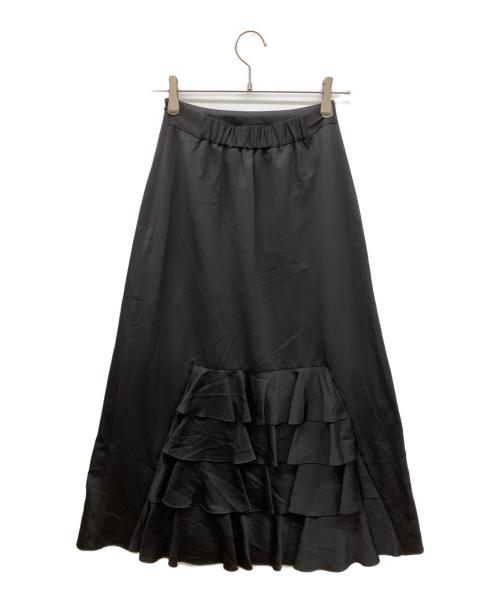 allureville（アルアバイル）allureville (アルアバイル) ソフトサテンバックフリルナロースカート ブラック サイズ:1の古着・服飾アイテム