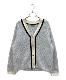 JUSGLITTY（ジャスグリッティー）の古着「ツイーディーラインカーディガン」｜スカイブルー