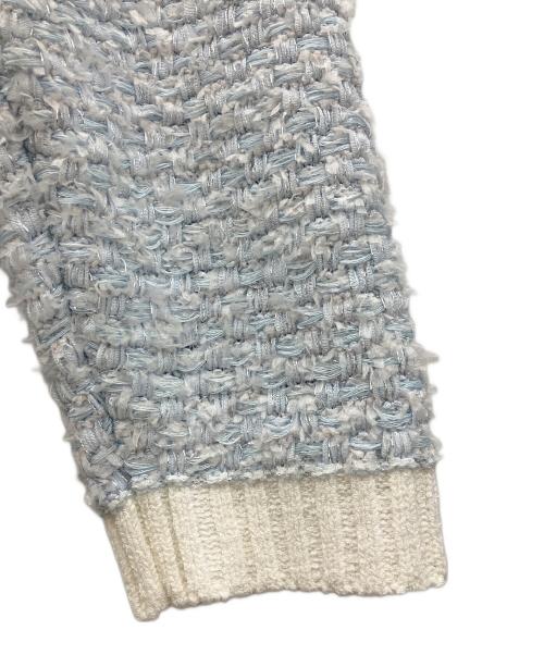 JUSGLITTY（ジャスグリッティー）JUSGLITTY (ジャスグリッティー) ツイーディーラインカーディガン スカイブルー サイズ:2の古着・服飾アイテム