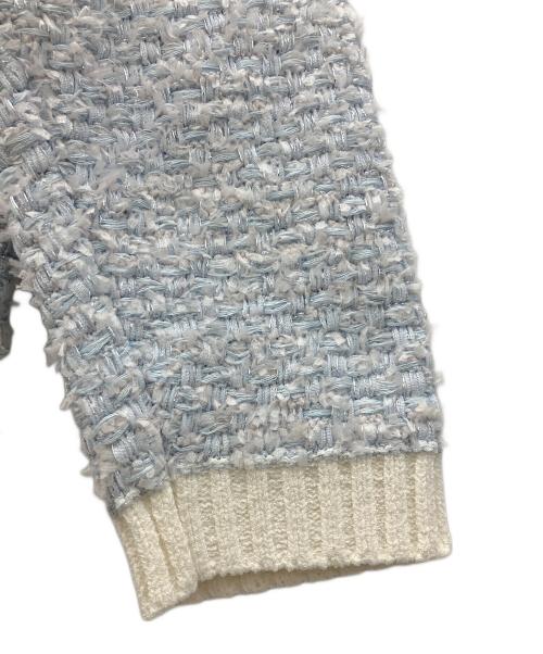 JUSGLITTY（ジャスグリッティー）JUSGLITTY (ジャスグリッティー) ツイーディーラインカーディガン スカイブルー サイズ:2の古着・服飾アイテム