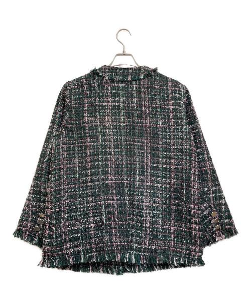 Lily Brown（リリーブラウン）Lily Brown (リリーブラウン) フリンジツイードノーカラージャケット グリーン サイズ:FREEの古着・服飾アイテム