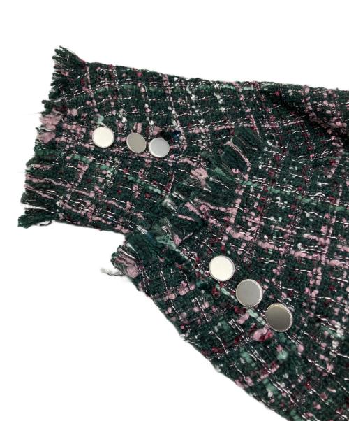 Lily Brown（リリーブラウン）Lily Brown (リリーブラウン) フリンジツイードノーカラージャケット グリーン サイズ:FREEの古着・服飾アイテム