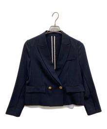 NOLLEY'S sophi（ノーリーズソフィー）の古着「ウォッシャブルドライシャンブレーショートジャケット　ダブルジャケット」｜ネイビー