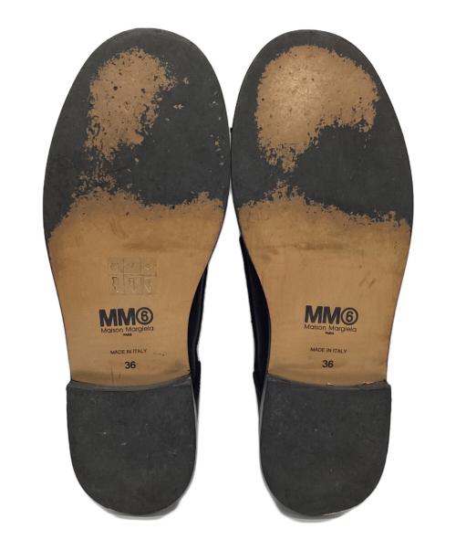 MM6 Maison Margiela（エムエムシックスメゾンマルジェラ）MM6 Maison Margiela (エムエムシックスメゾンマルジェラ) メタルトゥレッザーシューズ ブラック サイズ:36の古着・服飾アイテム