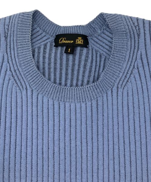 DRAWER（ドゥロワー）Drawer (ドゥロワー) リブフレアーワンピース ブルー サイズ:1の古着・服飾アイテム