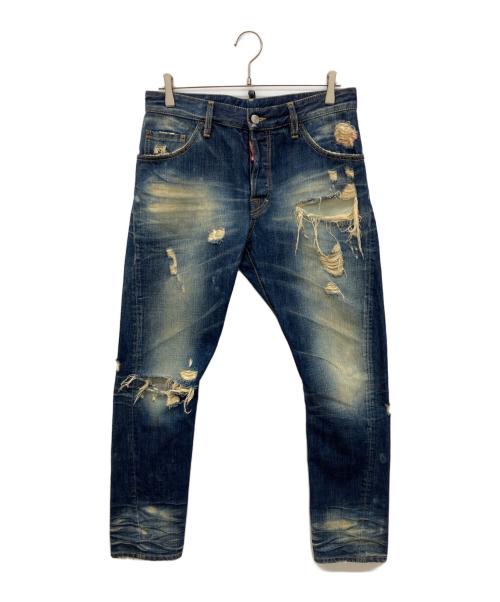 DSQUARED2（ディースクエアード）DSQUARED2 (ディースクエアード) CLASSIC KENNY TWIST JEAN　ハードクラッシュ加工デストロイドデニムパンツ インディゴ サイズ:44の古着・服飾アイテム