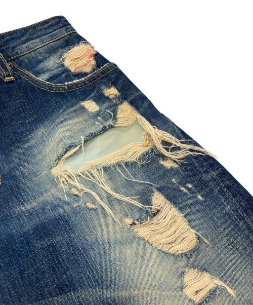 DSQUARED2（ディースクエアード）DSQUARED2 (ディースクエアード) CLASSIC KENNY TWIST JEAN　ハードクラッシュ加工デストロイドデニムパンツ インディゴ サイズ:44の古着・服飾アイテム