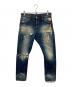 DSQUARED2（ディースクエアード）の古着「CLASSIC KENNY TWIST JEAN　ハードクラッシュ加工デストロイドデニムパンツ」｜インディゴ