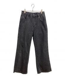 Spick and Span（スピック＆スパン）の古着「5 1/2 FLARE-LINE STUDS DENIM　フレアラインスタッズデニムパンツ　」｜ブラック