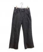 Spick and Spanスピック＆スパン）の古着「5 1/2 FLARE-LINE STUDS DENIM　フレアラインスタッズデニムパンツ　」｜ブラック