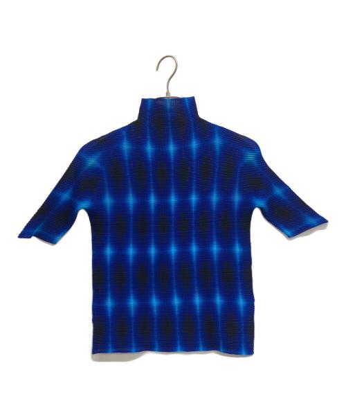ISSEY MIYAKE PLEATS(T.)（イッセイミヤケ プリーツ）ISSEY MIYAKE PLEATS(T.) (イッセイミヤケ プリーツ) ハイネックブラウス ブルー サイズ:3の古着・服飾アイテム