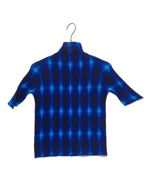 ISSEY MIYAKE PLEATS(T.)（イッセイミヤケ プリーツ）ISSEY MIYAKE PLEATS(T.) (イッセイミヤケ プリーツ) ハイネックブラウス ブルー サイズ:3の古着・服飾アイテム