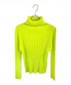 PLEATS PLEASEプリーツプリーズ）の古着「ハイネックプリーツカットソー」｜黄緑