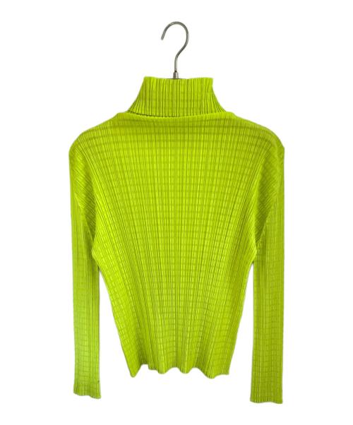 PLEATS PLEASE（プリーツプリーズ）PLEATS PLEASE (プリーツプリーズ) ハイネックプリーツカットソー 黄緑 サイズ:4の古着・服飾アイテム