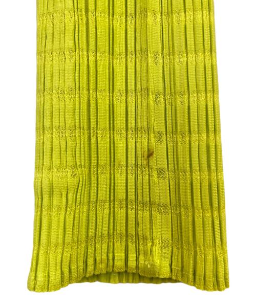 PLEATS PLEASE（プリーツプリーズ）PLEATS PLEASE (プリーツプリーズ) ハイネックプリーツカットソー 黄緑 サイズ:4の古着・服飾アイテム