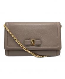 Salvatore Ferragamo（サルヴァトーレ フェラガモ）の古着「ヴァラリボン 2WAYミニバッグ(クラッチバッグ/チェーンショルダーバッグ)」｜ブラウン