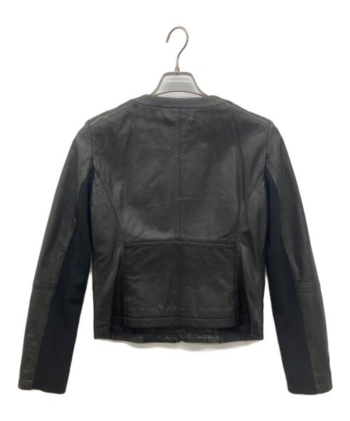 WEEKEND Max Mara（ウィークエンド マックスマーラ）WEEKEND Max Mara (ウィークエンド マックスマーラ) ノーカラーレザージャケット ブラック サイズ:38の古着・服飾アイテム