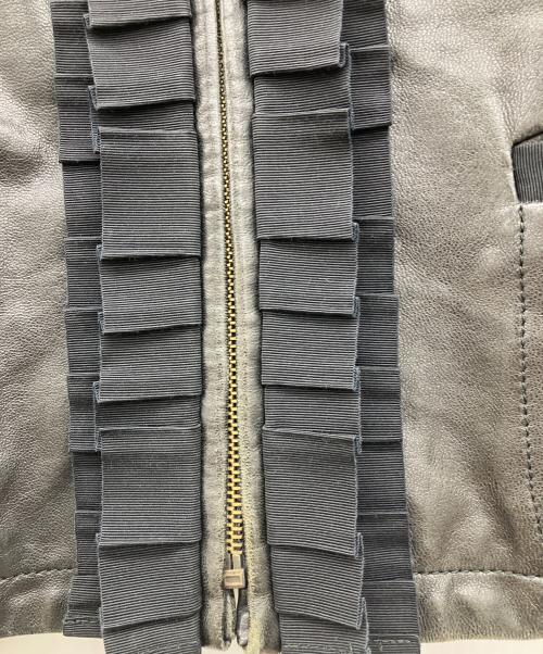 WEEKEND Max Mara（ウィークエンド マックスマーラ）WEEKEND Max Mara (ウィークエンド マックスマーラ) ノーカラーレザージャケット ブラック サイズ:38の古着・服飾アイテム