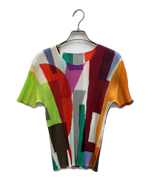 PLEATS PLEASE（プリーツプリーズ）PLEATS PLEASE (プリーツプリーズ) プリーツ半袖カットソー マルチカラー サイズ:3の古着・服飾アイテム