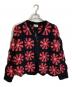 mcmachan woolen（マクマーンウーレン）の古着「クロシェフラワージップカーディガン クロシェカーディガン」｜ブラック×ピンク