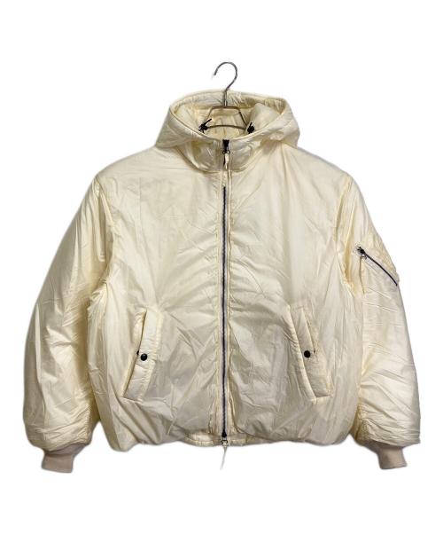 JOHN MASON SMITH（ジョンメイソンスミス）JOHN MASON SMITH (ジョンメイソンスミス) ナイロンタフタ フーディー MA-1 ジャケット　アウター　日本製 アイボリー サイズ:Lの古着・服飾アイテム