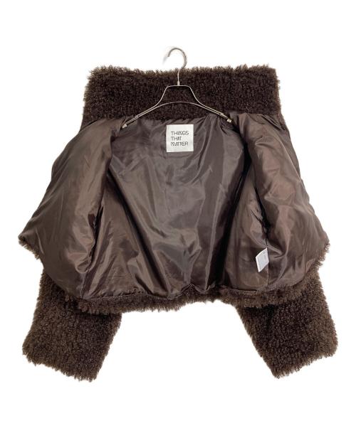 THINGS THAT MATTER（シングスザットマター）THINGS THAT MATTER (シングスザットマター) CRIMPED FUR CROPPED BLOUSON ボアジャケット　ダブルジップ ブラウン サイズ:Fの古着・服飾アイテム