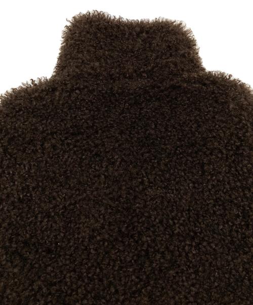 THINGS THAT MATTER（シングスザットマター）THINGS THAT MATTER (シングスザットマター) CRIMPED FUR CROPPED BLOUSON ボアジャケット　ダブルジップ ブラウン サイズ:Fの古着・服飾アイテム