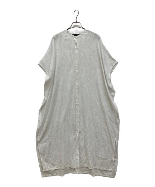 mizuiro-ind（ミズイロインド）mizuiro-ind (ミズイロインド) バンドカラージャガードワンピース ホワイト サイズ:Fの古着・服飾アイテム