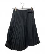 DES PRESデ プレ）の古着「ハイツイストギャバジン イレギュラーヘムプリーツスカート」｜ブラック