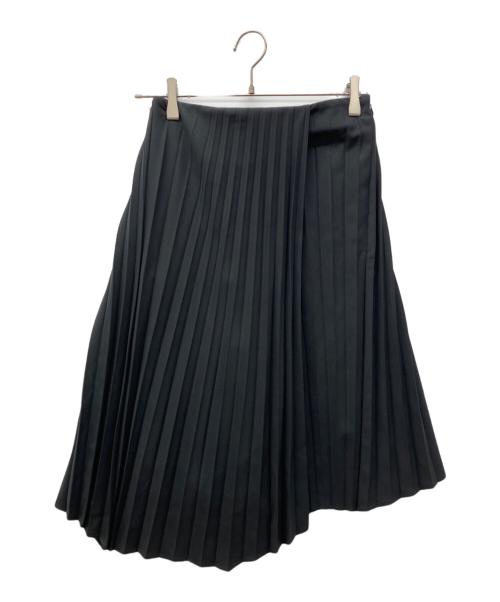 DES PRES（デ プレ）DES PRES (デ プレ) ハイツイストギャバジン イレギュラーヘムプリーツスカート ブラック サイズ:34の古着・服飾アイテム