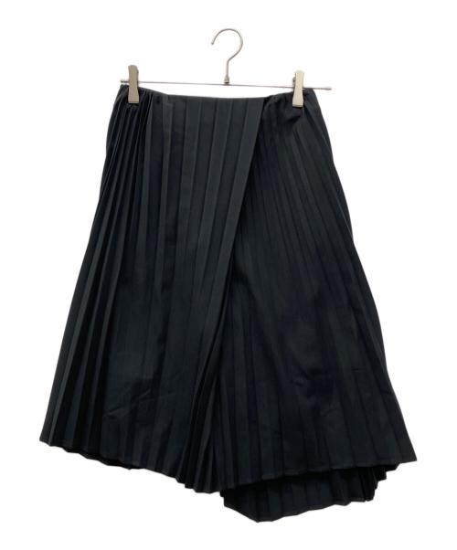 DES PRES（デ プレ）DES PRES (デ プレ) ハイツイストギャバジン イレギュラーヘムプリーツスカート ブラック サイズ:34の古着・服飾アイテム