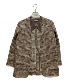 theory luxe（セオリーリュクス）の古着「ノーカラージャケット　チェックジャケット」｜ブラウン