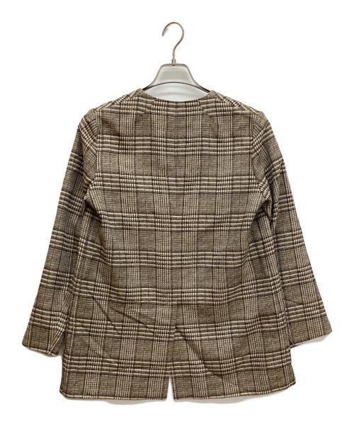 theory luxe（セオリーリュクス）theory luxe (セオリーリュクス) ノーカラージャケット　チェックジャケット ブラウン サイズ:38の古着・服飾アイテム