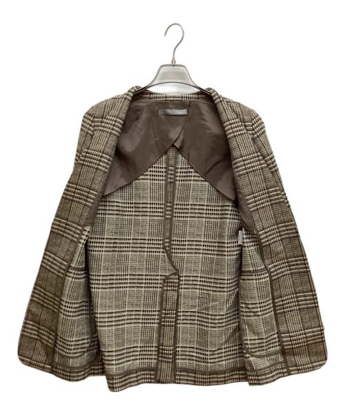 theory luxe（セオリーリュクス）theory luxe (セオリーリュクス) ノーカラージャケット　チェックジャケット ブラウン サイズ:38の古着・服飾アイテム