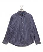 RALPH LAURENラルフローレン）の古着「ストライプBDシャツ　ワンポイントシャツ」｜ネイビー