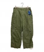 TapWaterタップウォーター）の古着「Cotton Linen Back Sateen Military Trousers/コットンリネンバックサテンミリタリートラウザー」｜カーキ