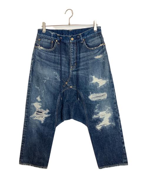 FUMITO GANRYU（フミトガンリュウ）FUMITO GANRYU (フミトガンリュウ) DAMAGED SARROUEL DENIM PANTS インディゴ サイズ:不明の古着・服飾アイテム