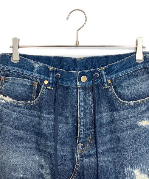FUMITO GANRYU（フミトガンリュウ）FUMITO GANRYU (フミトガンリュウ) DAMAGED SARROUEL DENIM PANTS インディゴ サイズ:不明の古着・服飾アイテム